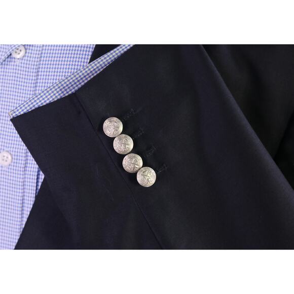 Savile of London Custom Dormeuil Wool Navy 2Btn Silver Metal Buttons Blazer 48XL - Picture 6 of 10